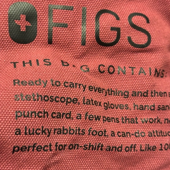 ❤️ FIGS Dark Cherry Burgundy Large Canvas Tote Bag - Picture 7 of 7